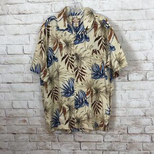 Calypso Joe Men’s Hawaiian Short Sleeve Button Front Shirt Size XL Floral Stamps